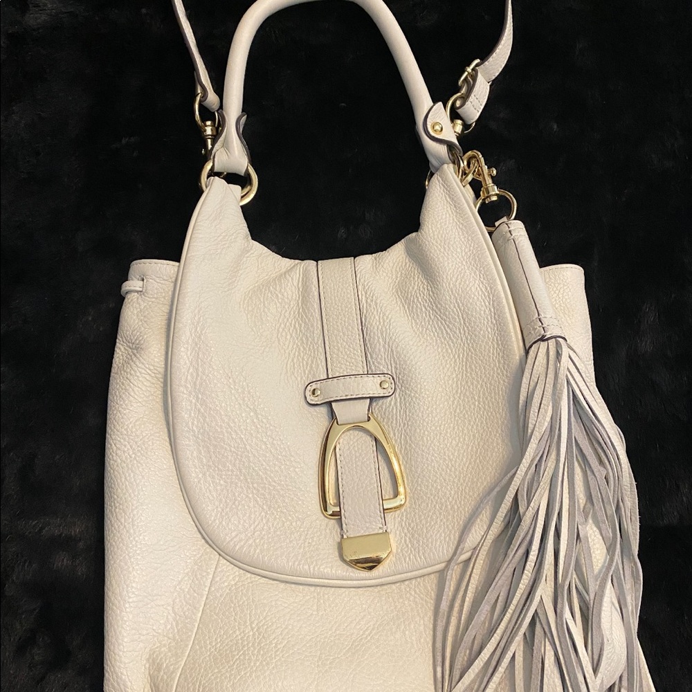 G.I.L.I white leather hobo bag/backpack